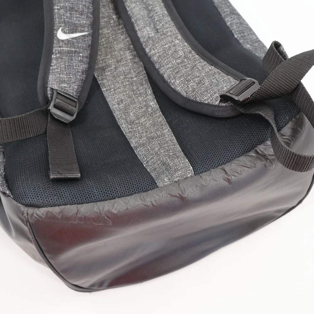 Nike Roll Top Backpack Unisex OS Grey Black Heathered Swoosh Logo Buckle